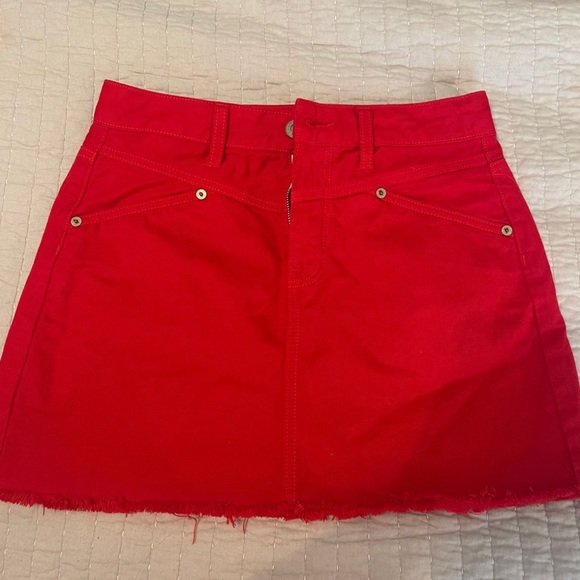 American Eagle Red Jean Skirt - Picture 2 of 4
